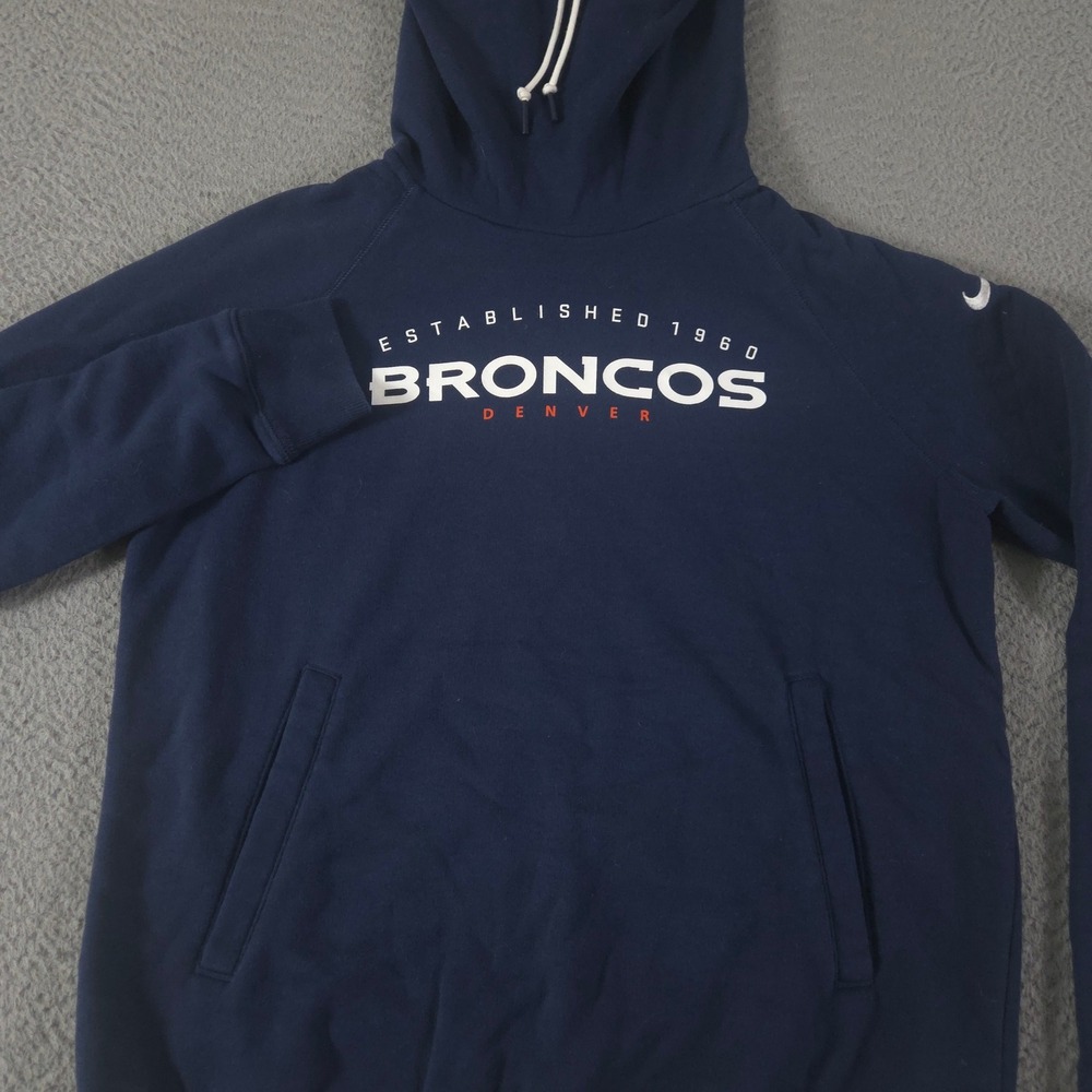 Nike Hoodie Womens Medium Navy Denver Broncos Funnel Neck Fleece NFL Pullover